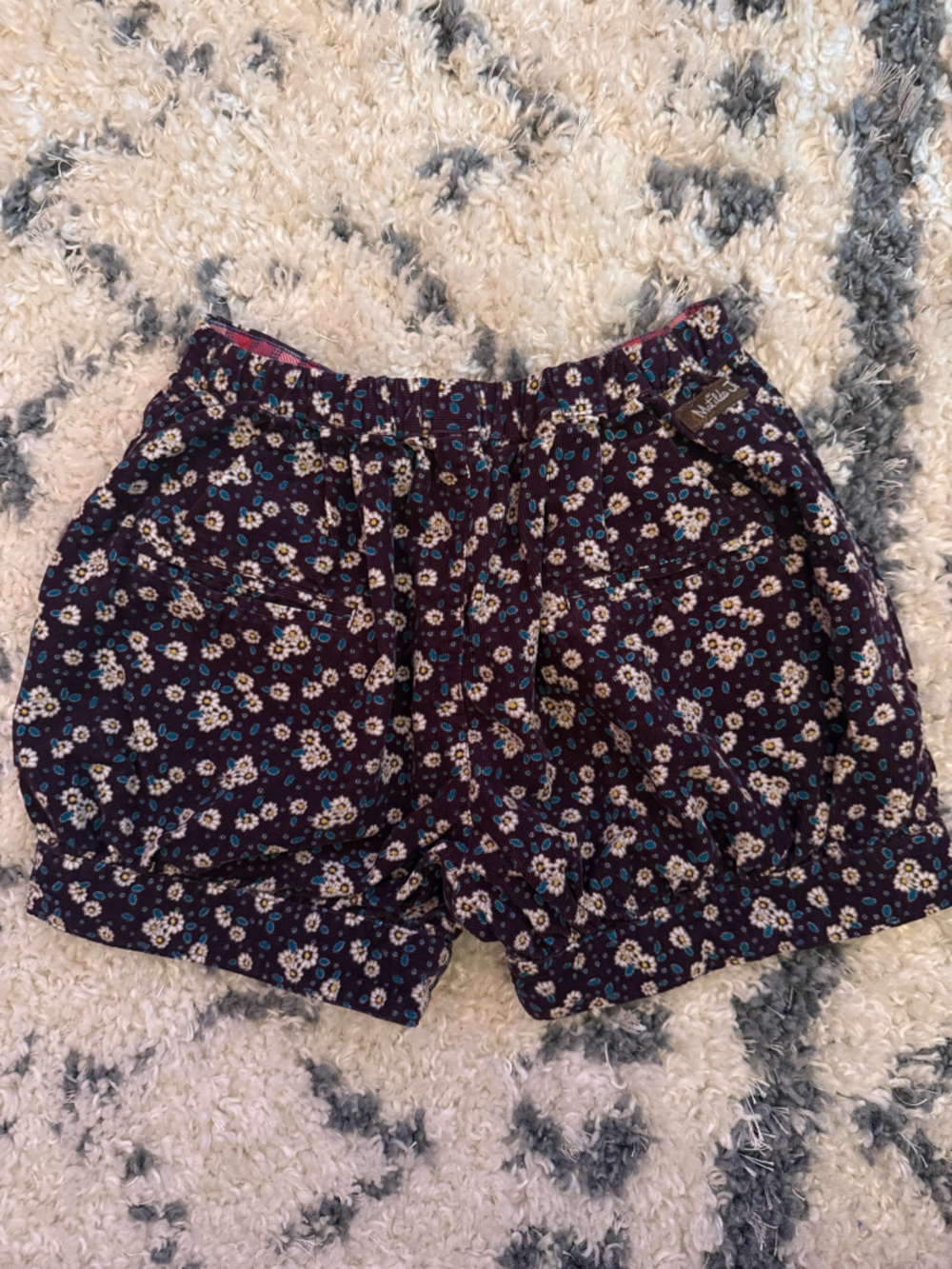 Matilda Jane Burgundy Floral Print Shorts with Teal and White Accents